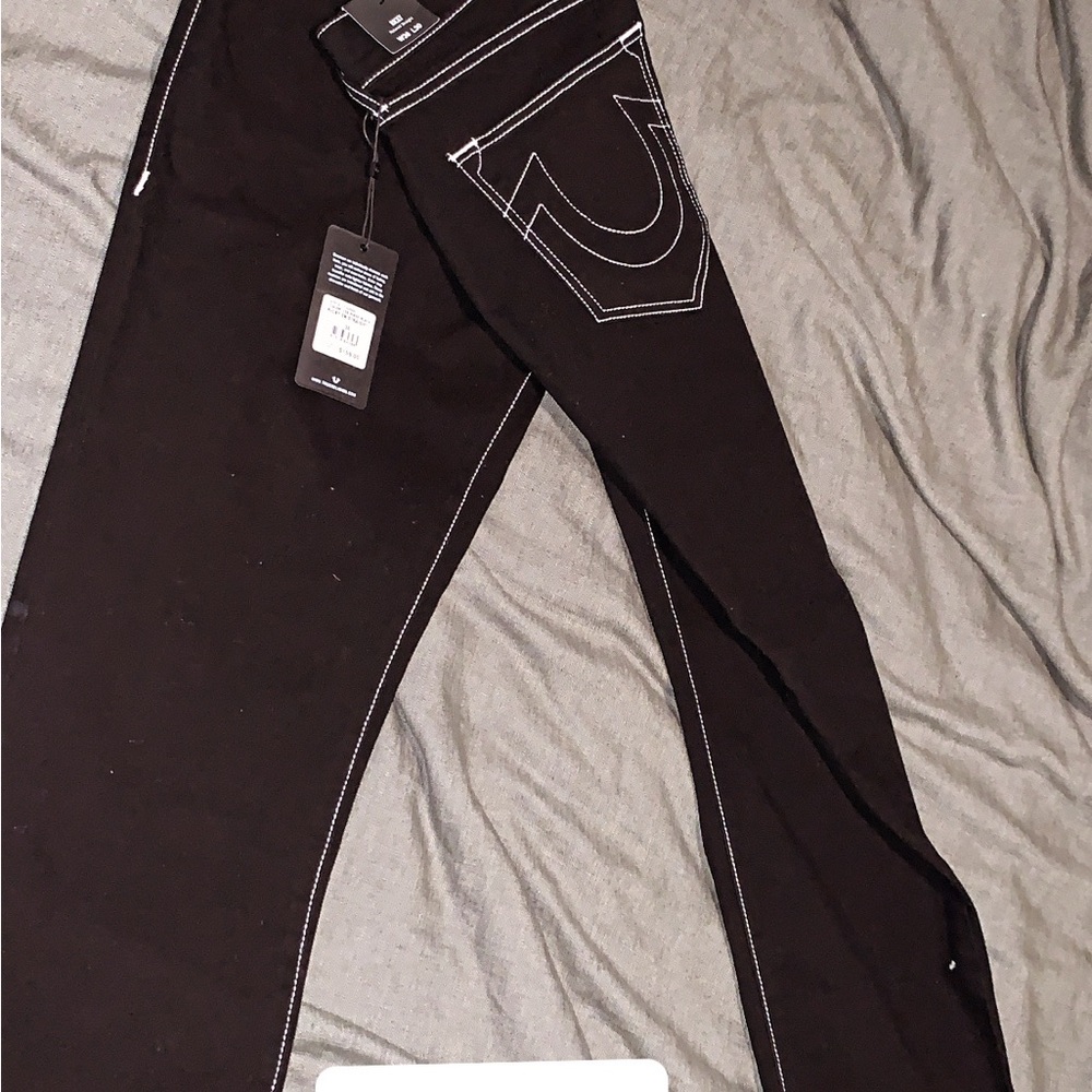 True Religion Black Denim with Contrast Stitching